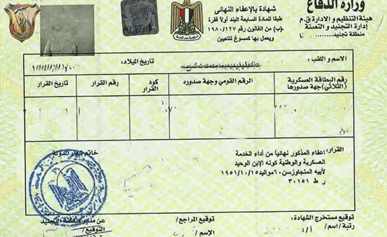 السفر للخارج والإعفاء النهائي من التجنيد.. هل يجب اصطحاب الشهادة؟ 1 شهادة تجنيد - تعبيرية