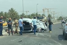 مصرع 3 أشخاص وإصابة 4 في تصادم مروّع غربي بغداد