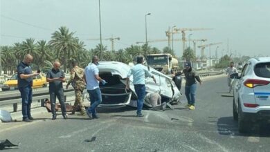 مصرع 3 أشخاص وإصابة 4 في تصادم مروّع غربي بغداد