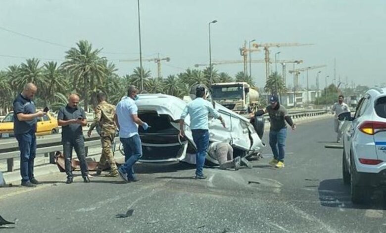 مصرع 3 أشخاص وإصابة 4 في تصادم مروّع ببغداد 1 مصرع 3 أشخاص وإصابة 4 في تصادم مروّع غربي بغداد