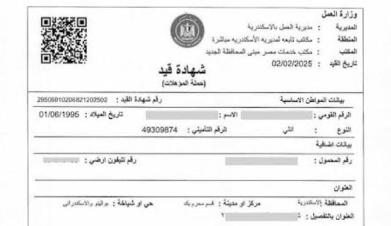 استخراج بطاقة عامل في مصر لحاملي المؤهلات الجامعية.. الأوراق المطلوبة ومكان التقديم 1 639309