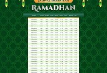 تحميل إمساكية شهر رمضان 2027 PDF.. معلومات عن موعد رمضان ومواقيت الصلاة 3 pngtree imsakiyah ramadhan schedule 2025 1446 h with lantern and mosque vector image 2041281